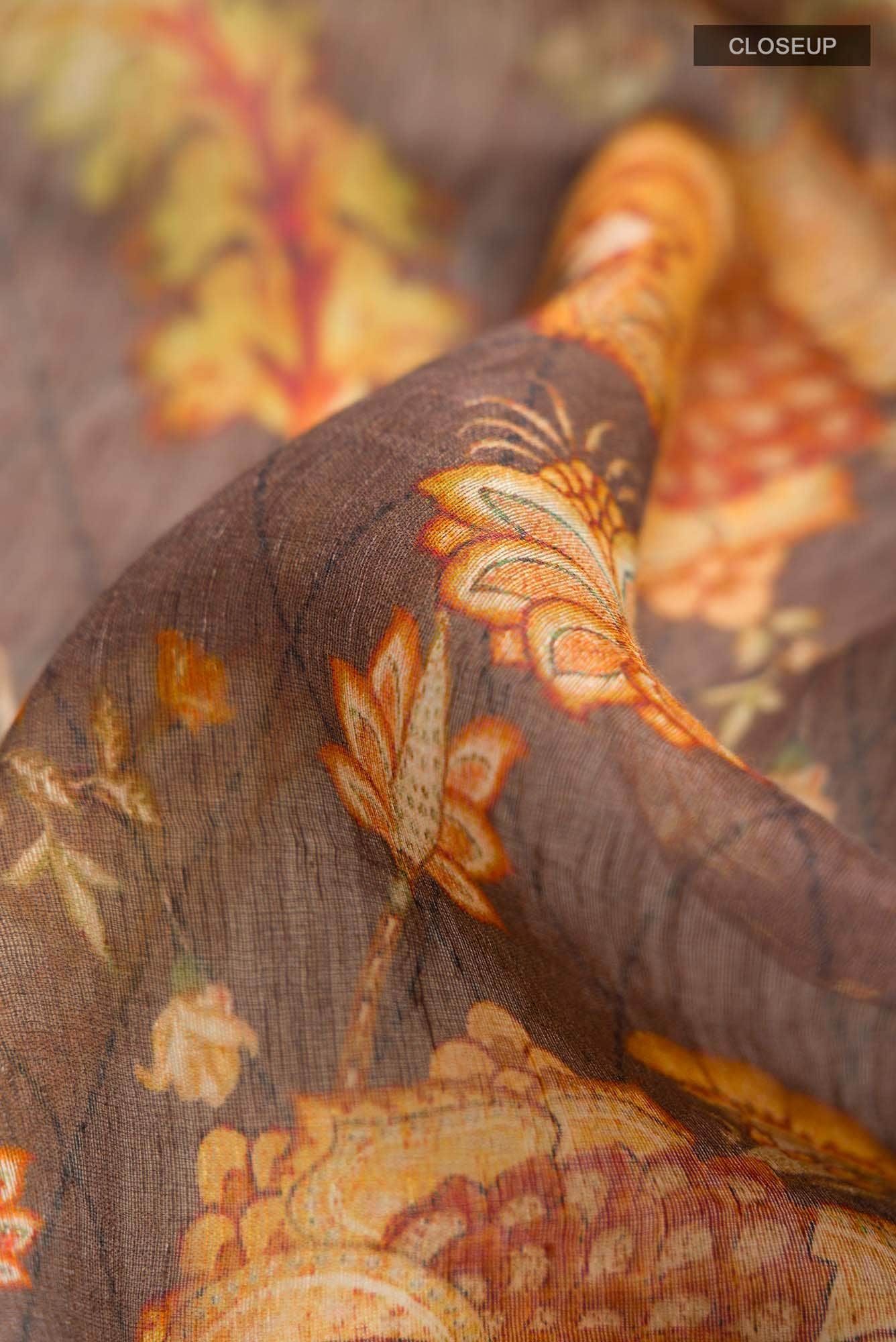 Brown Linen Cotton Saree