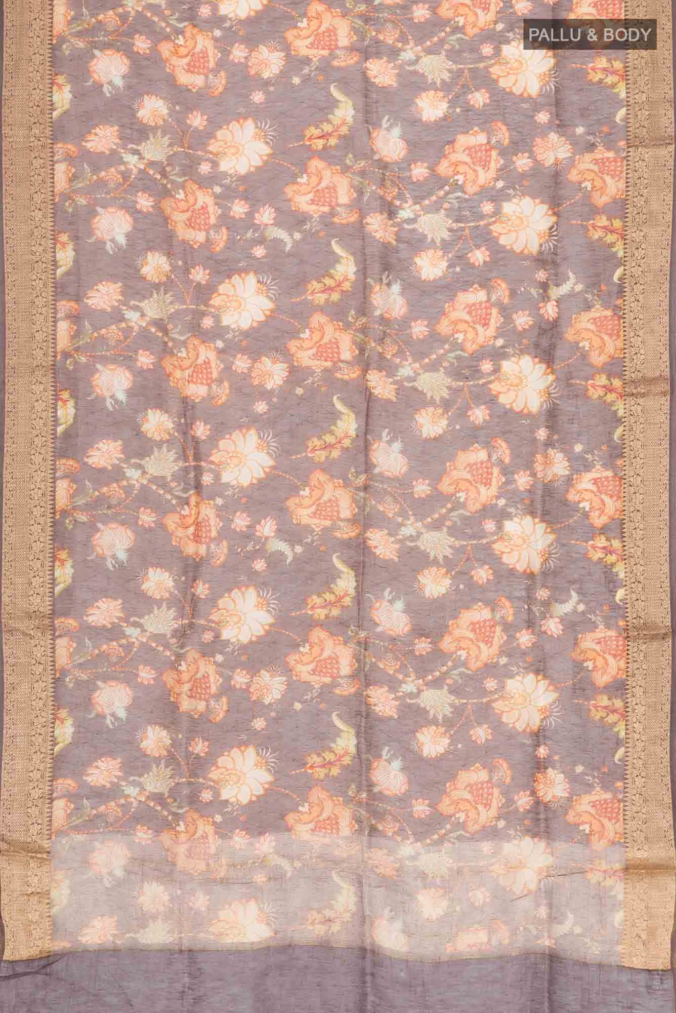 Brown Linen Cotton Saree