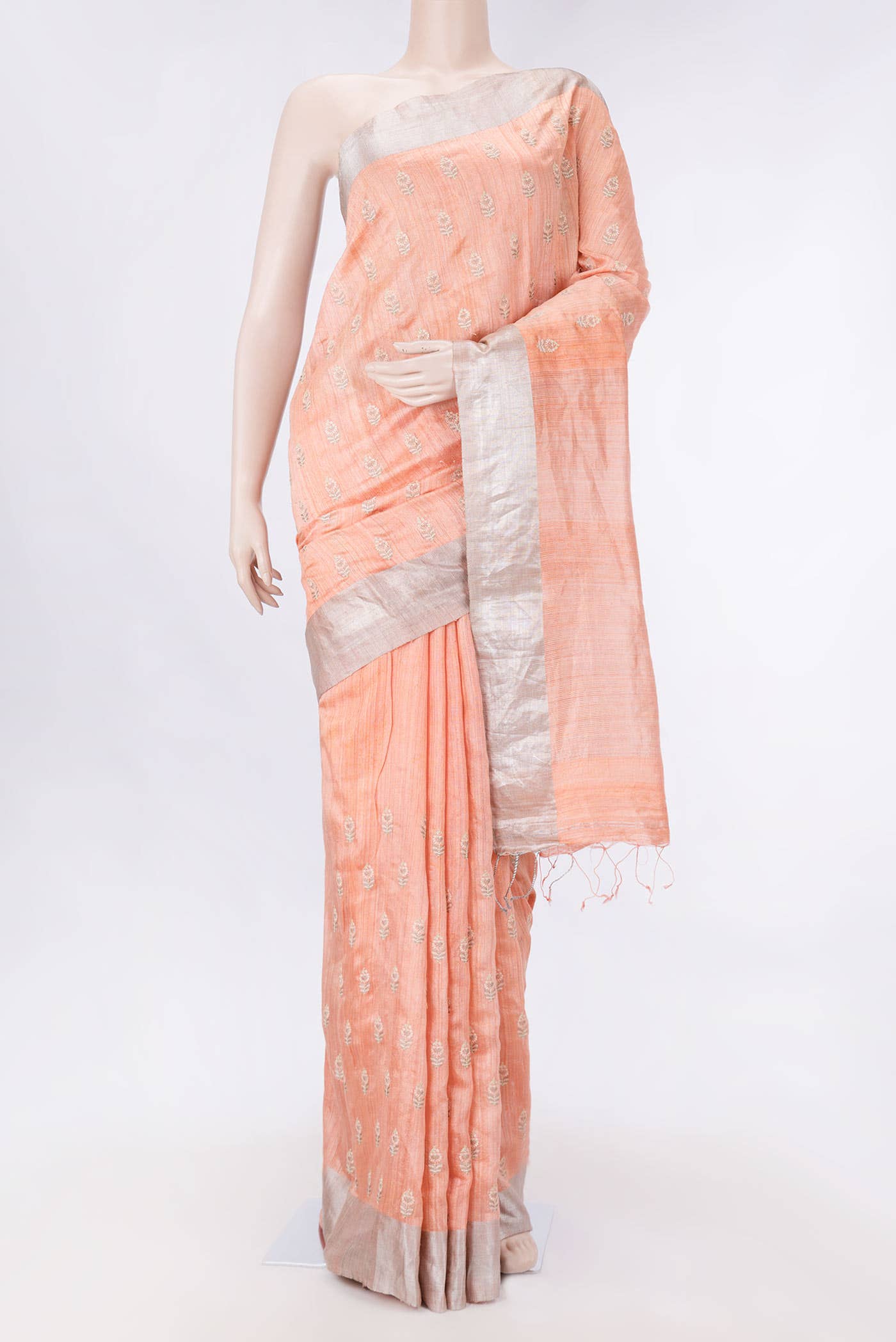 Peach Dual Tone Tussar Saree