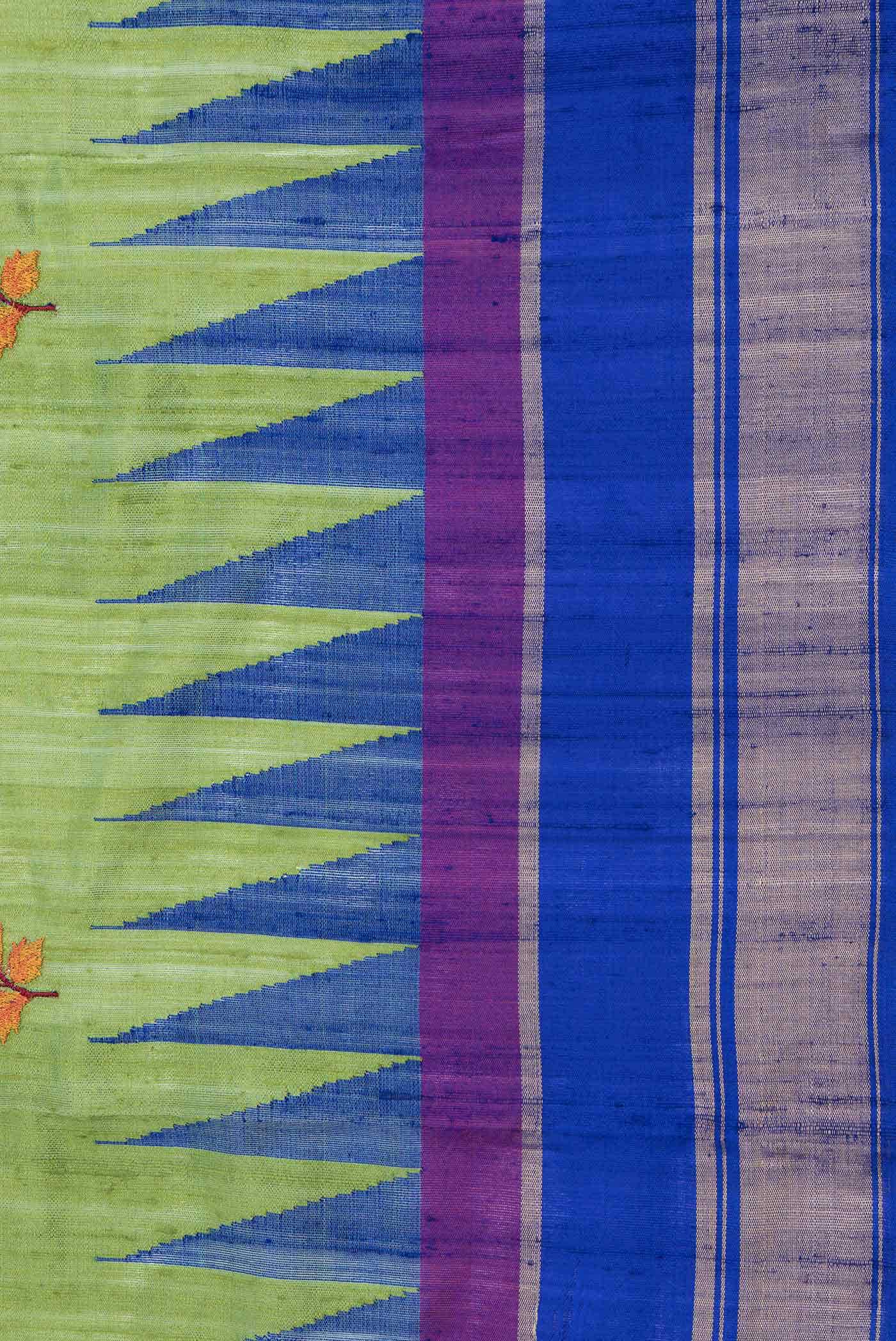 Parrot Green Dual Tone Tussar Saree
