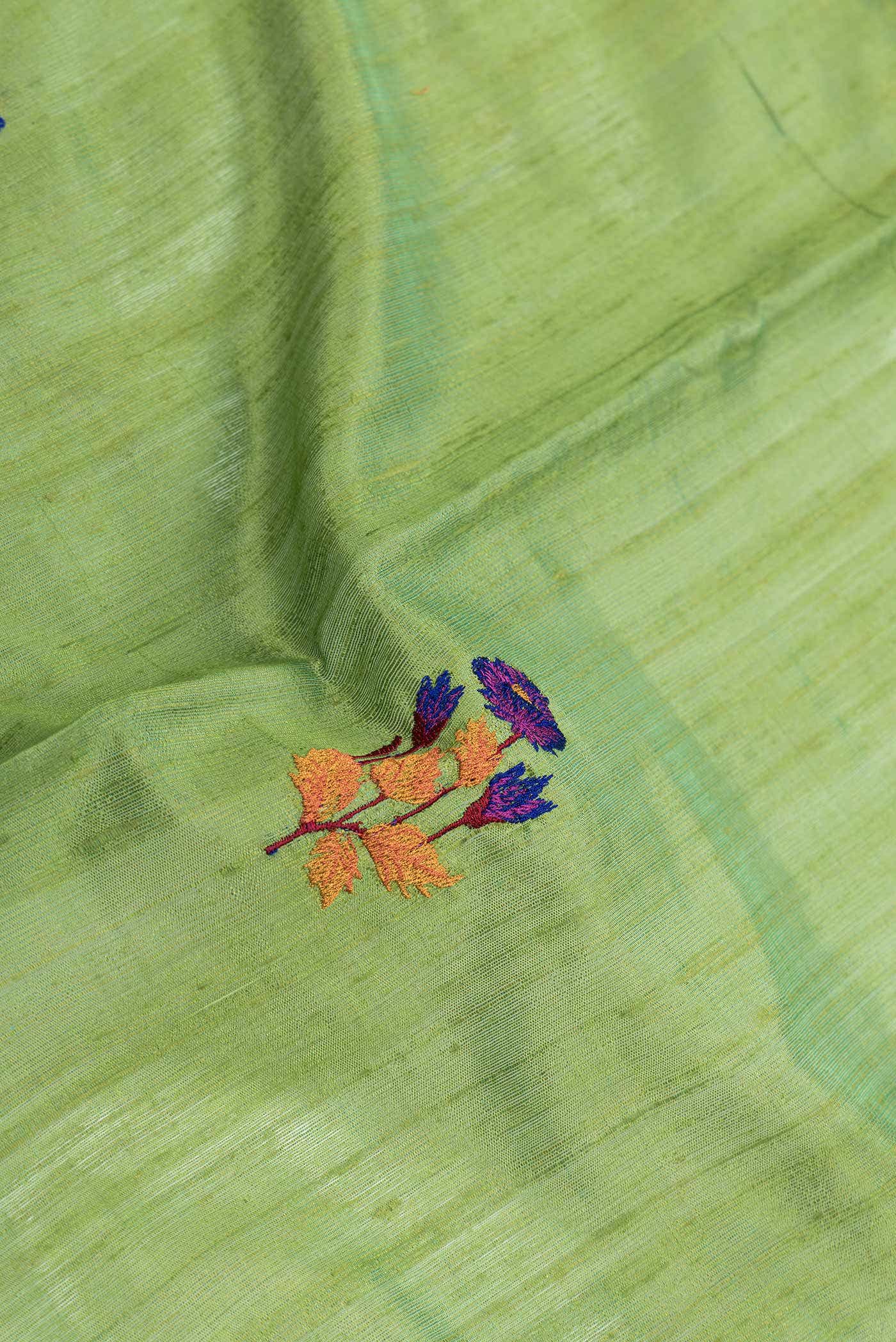 Parrot Green Dual Tone Tussar Saree