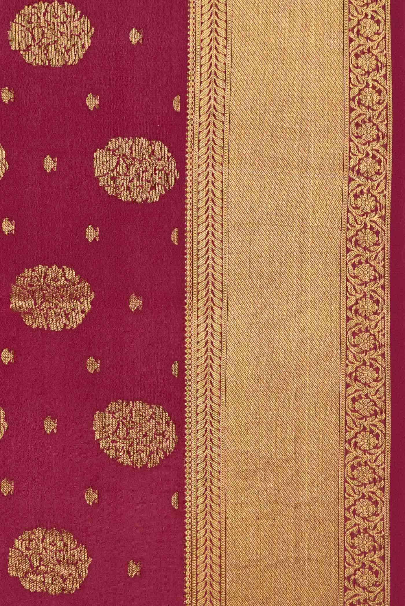 Maroon Mysore Crepe Saree