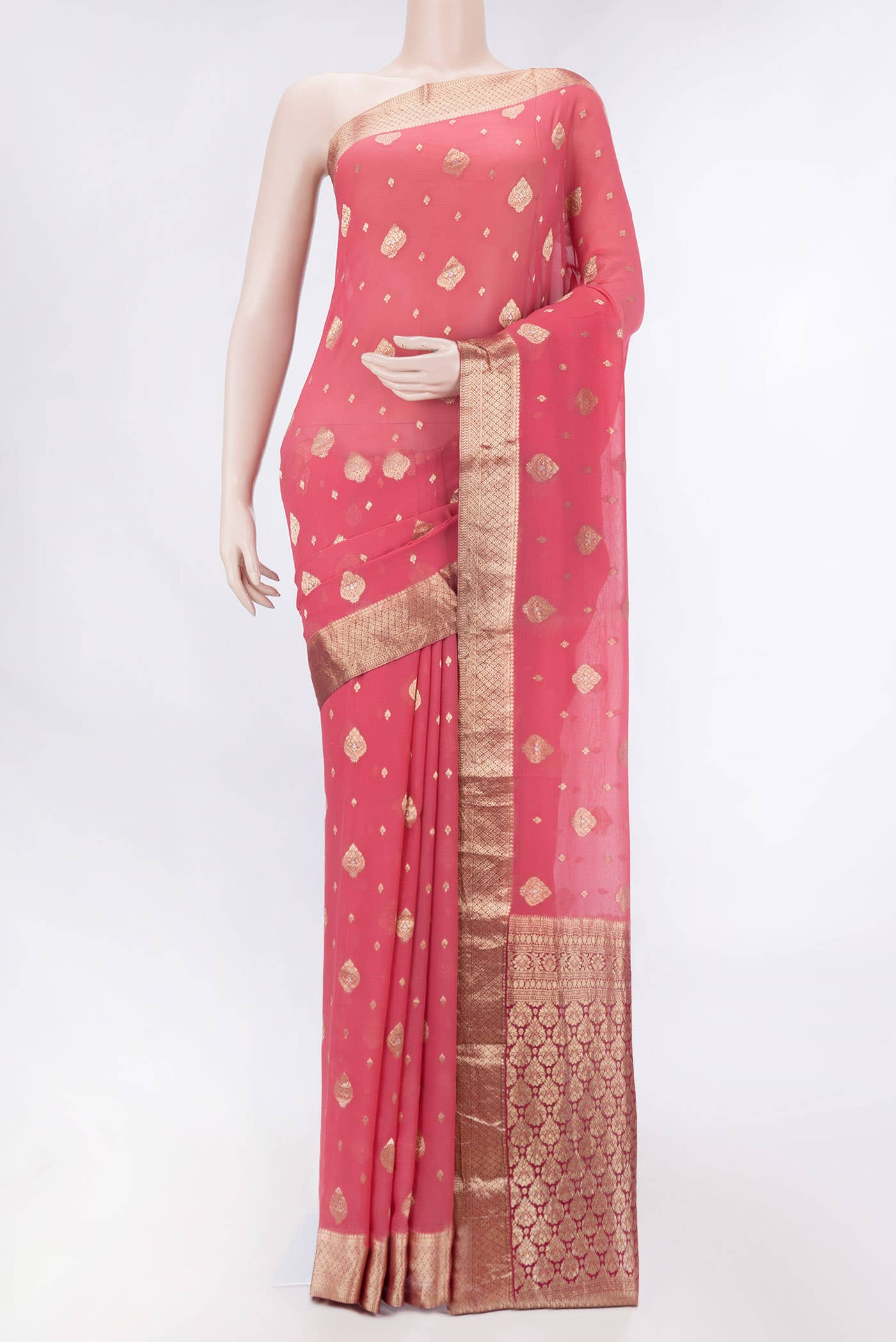 Peach Dual Tone Mysore Georgette Saree