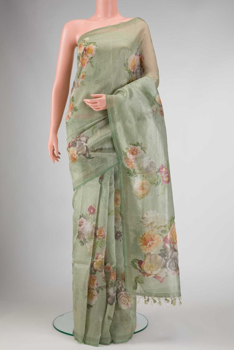 Green Dual Tone Organza Silk Saree