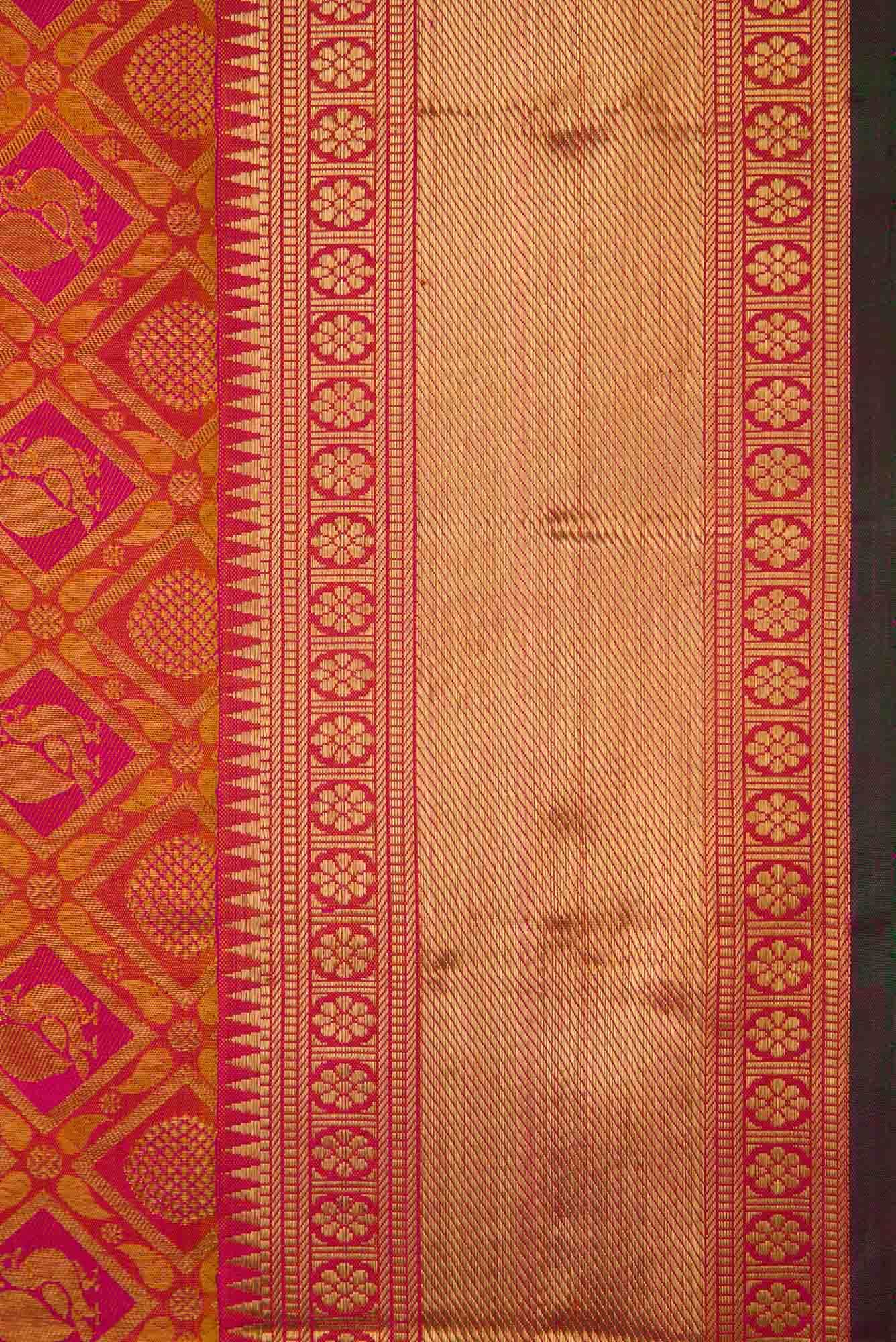 Pure Silk Pure Zari Pink Dual Tone Kanchipuram Saree