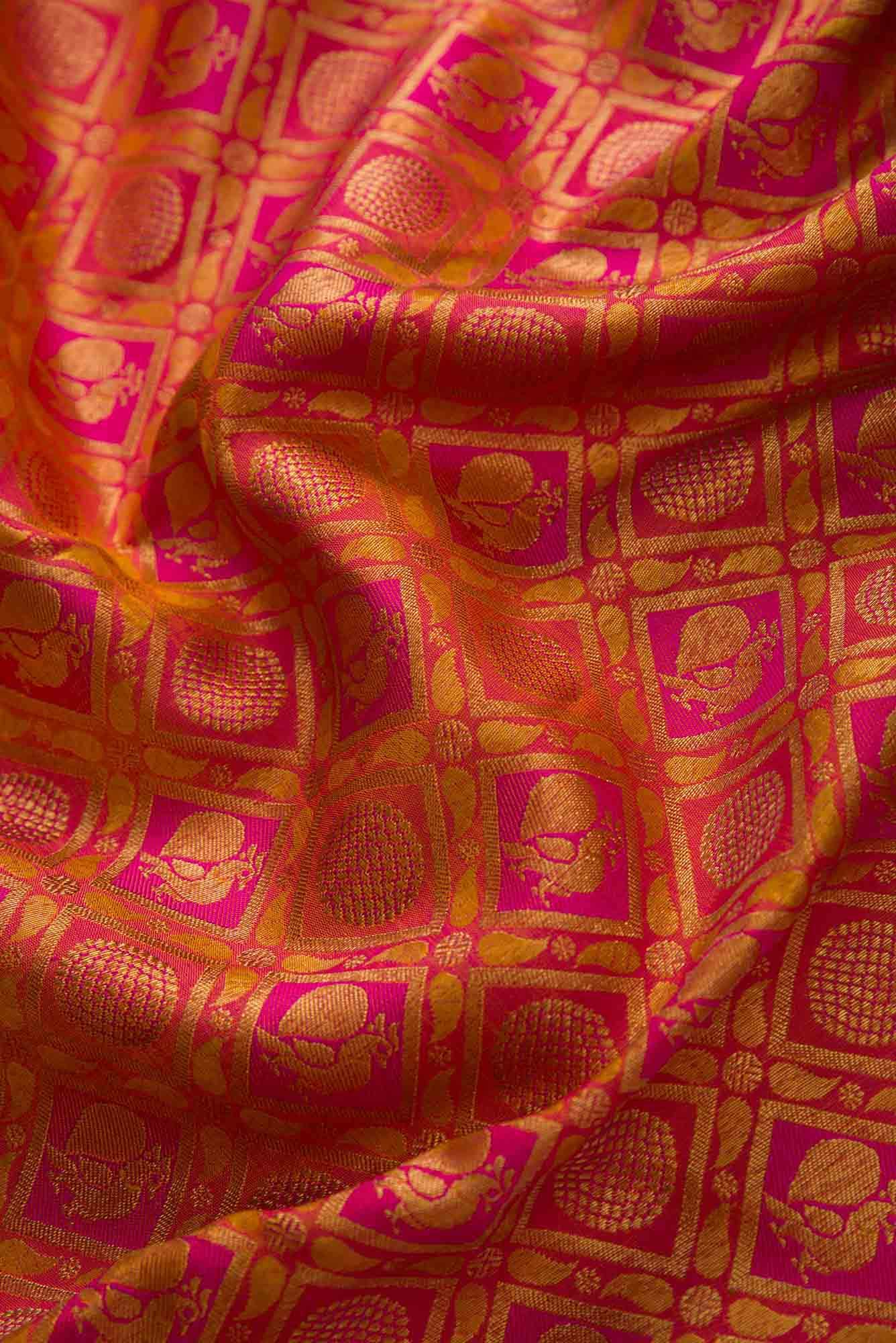 Pure Silk Pure Zari Pink Dual Tone Kanchipuram Saree