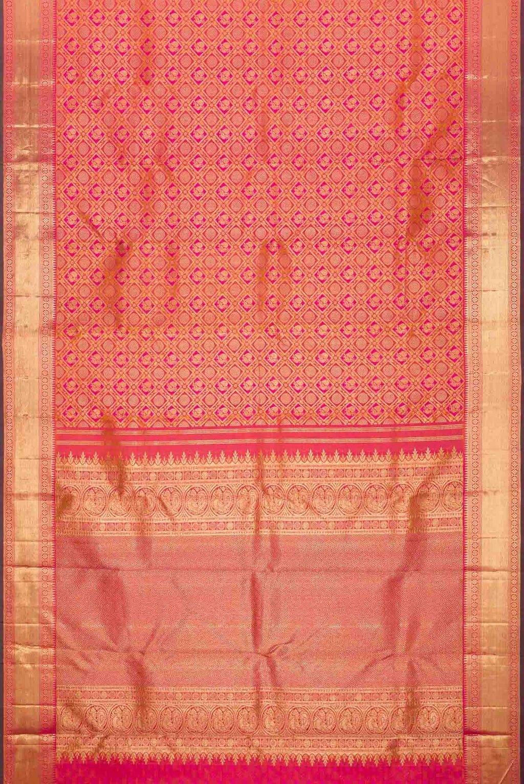 Pure Silk Pure Zari Pink Dual Tone Kanchipuram Saree