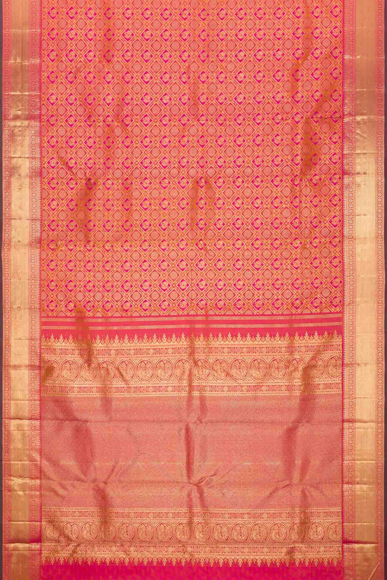 Pure Silk Pure Zari Pink Dual Tone Kanchipuram Saree