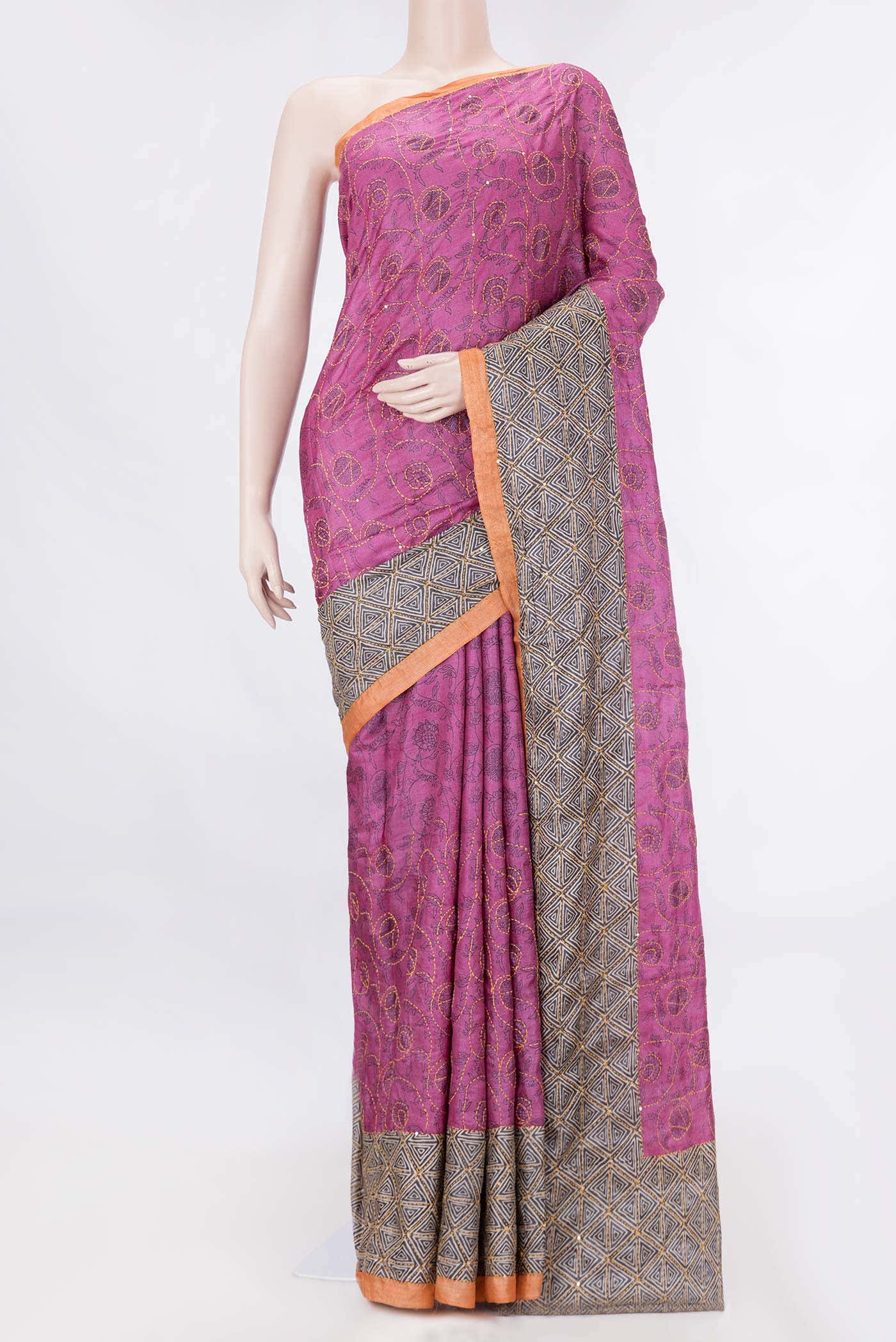 Pink Dual Tone Tussar Saree