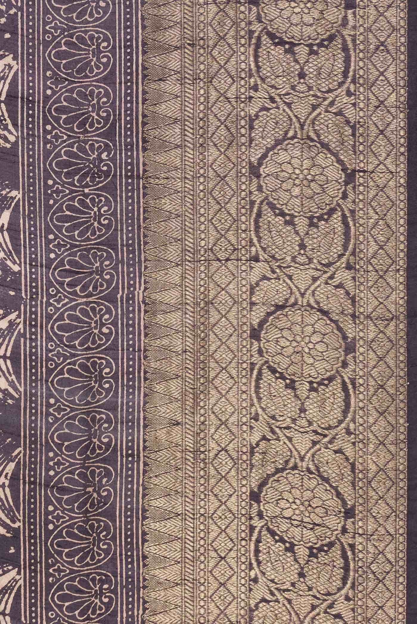 Burgundy Tussar Silk Saree
