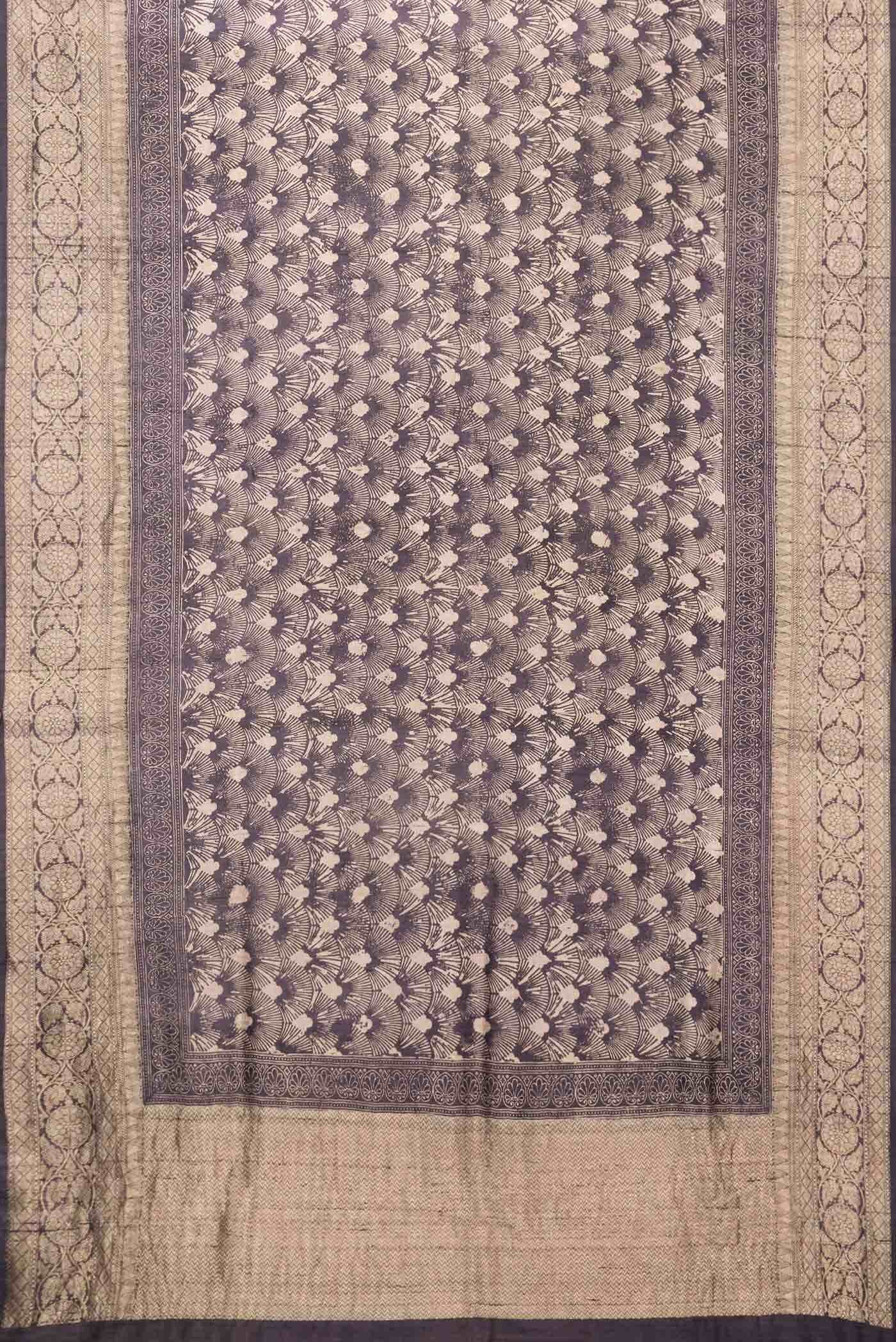 Burgundy Tussar Silk Saree