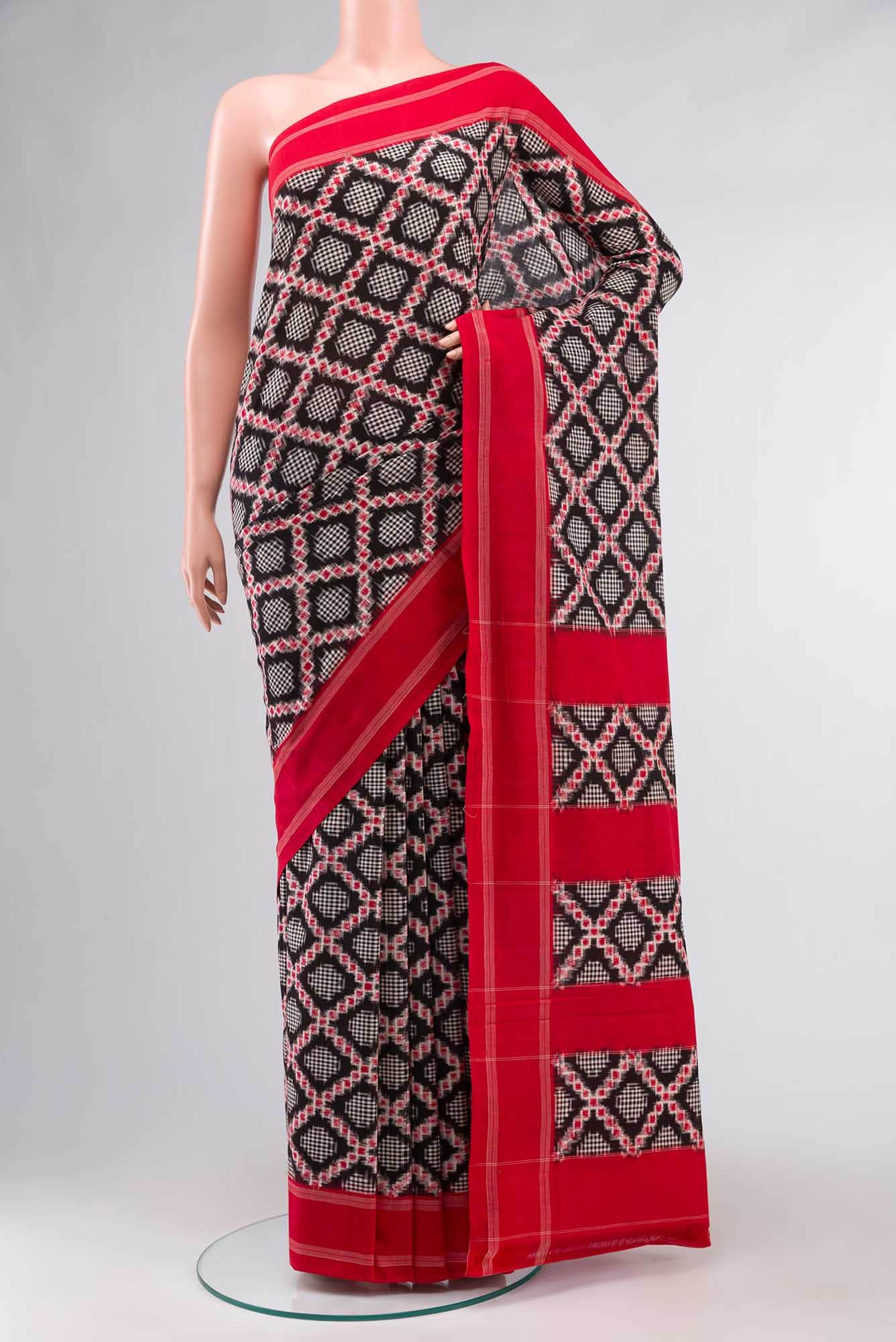 Black Pochampally Cotton Saree