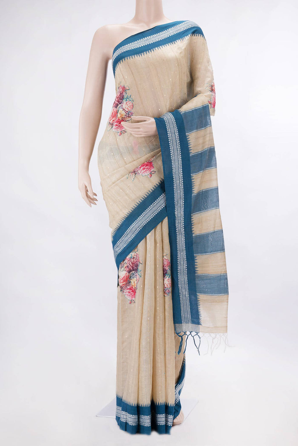 Dark Beige Dual Tone Tussar Silk Saree