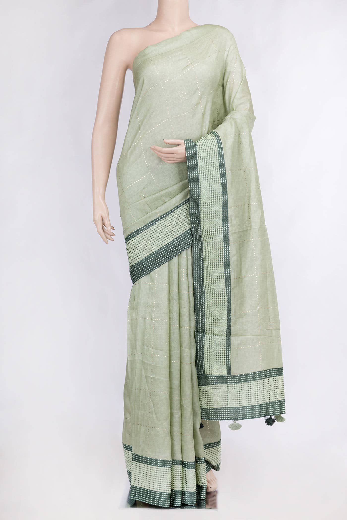 Light Green Dual Tone Tussar Silk Saree