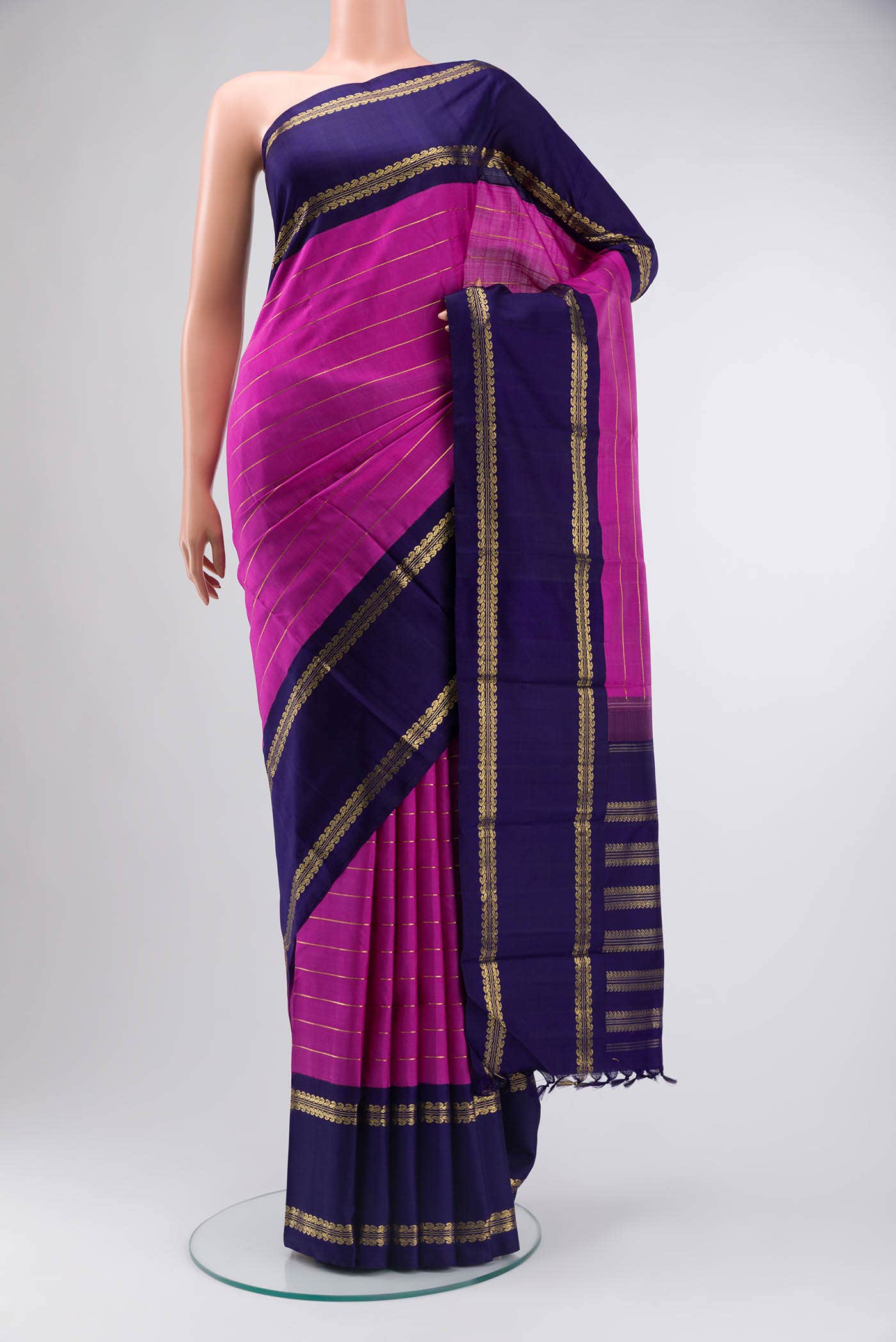 Pure Silk Pure Zari Pink Kanchipuram Saree