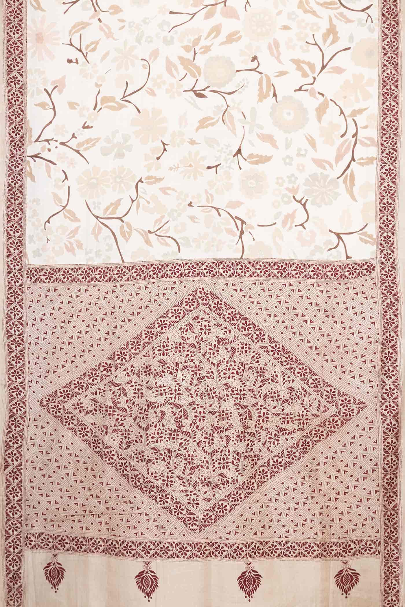 Off White Dual Tone Tussar Silk Saree