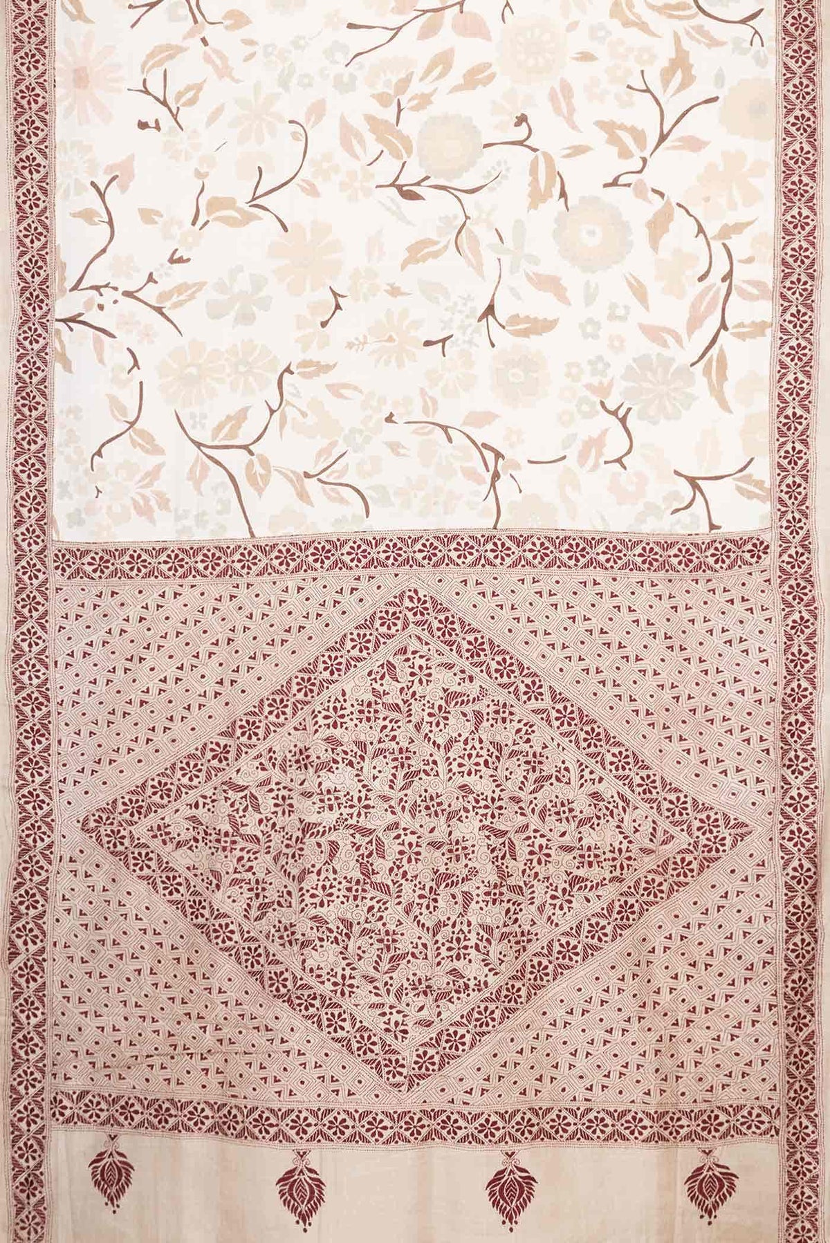 Off White Dual Tone Tussar Silk Saree