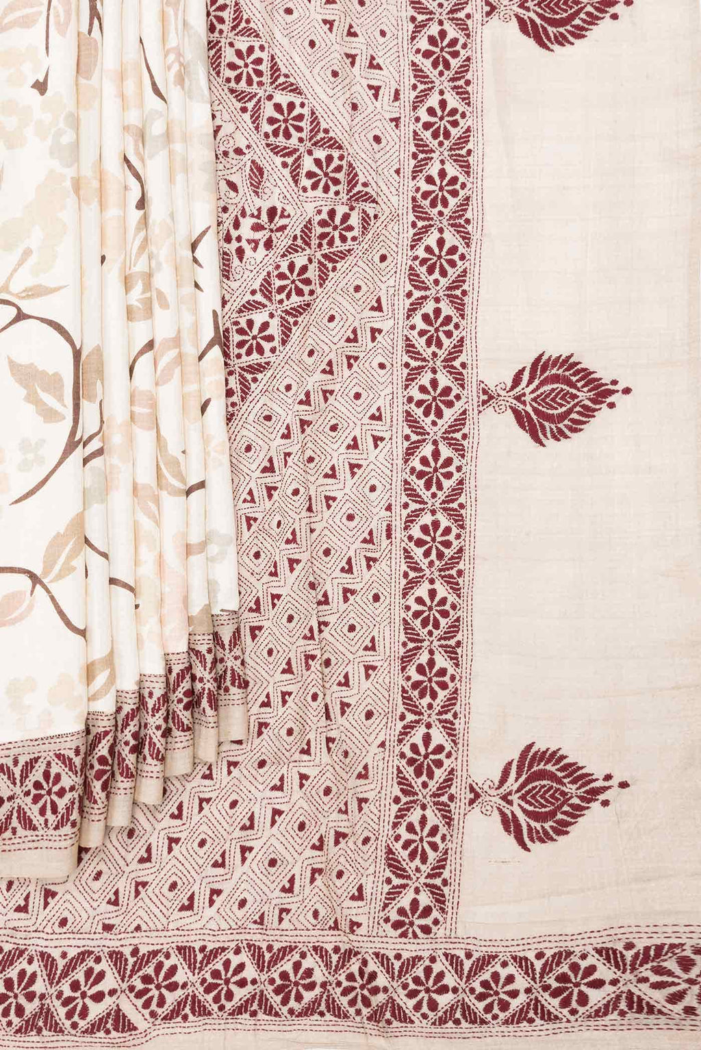 Off White Dual Tone Tussar Silk Saree