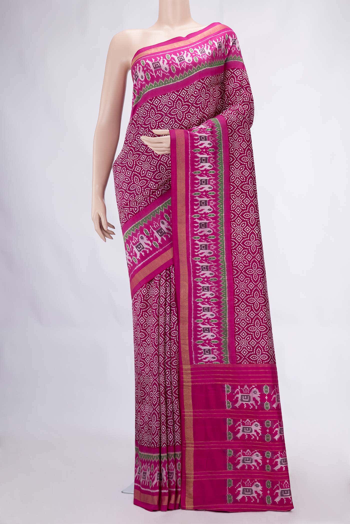 Rani Pink Double Ikat Saree