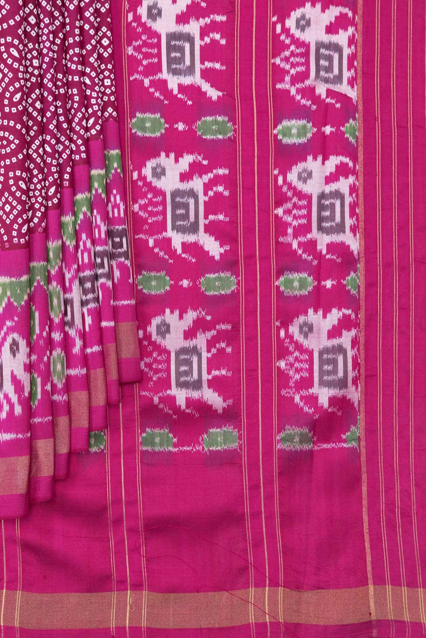 Rani Pink Double Ikat Saree