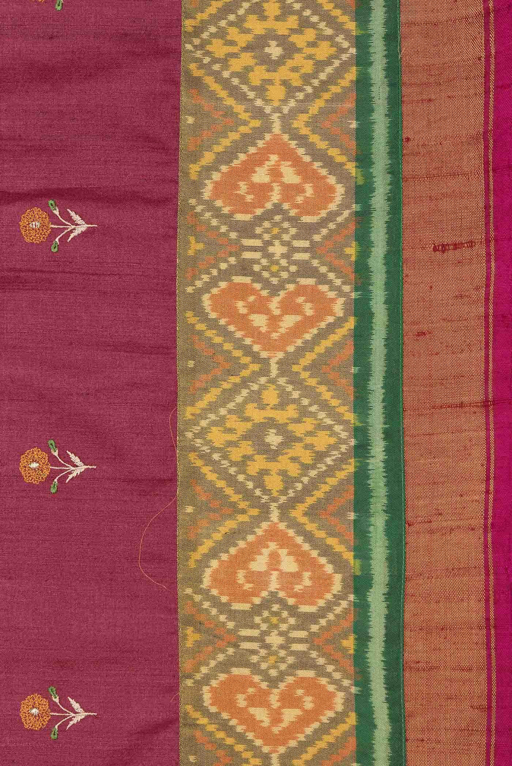 Dark Pink Dual Tone Tussar Silk Saree