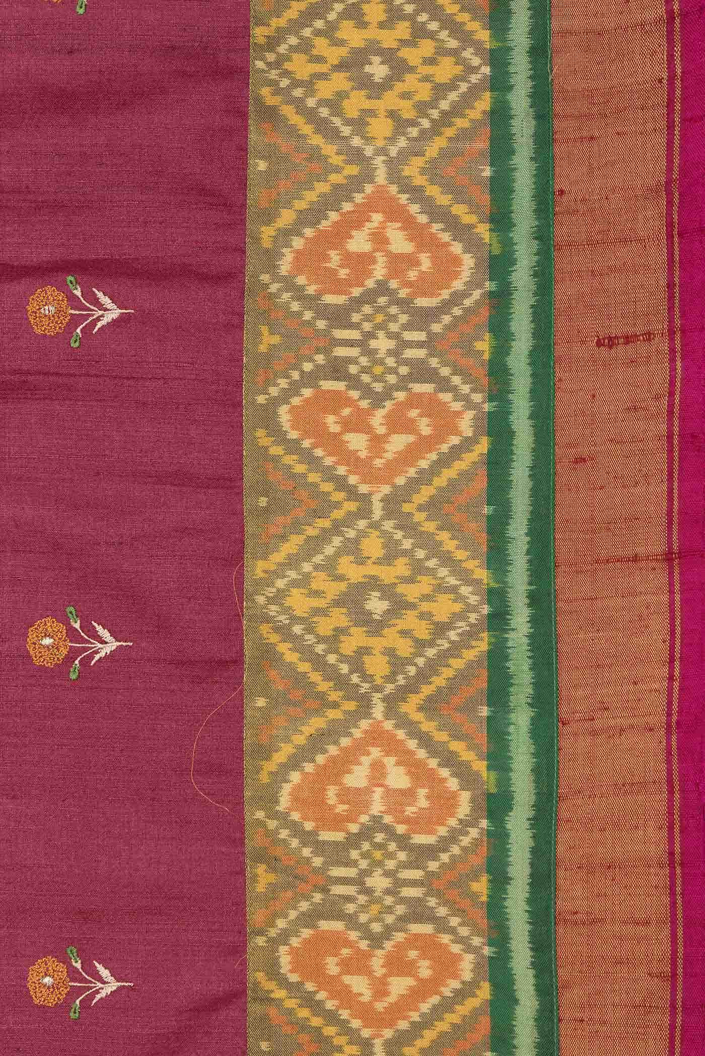 Dark Pink Dual Tone Tussar Silk Saree
