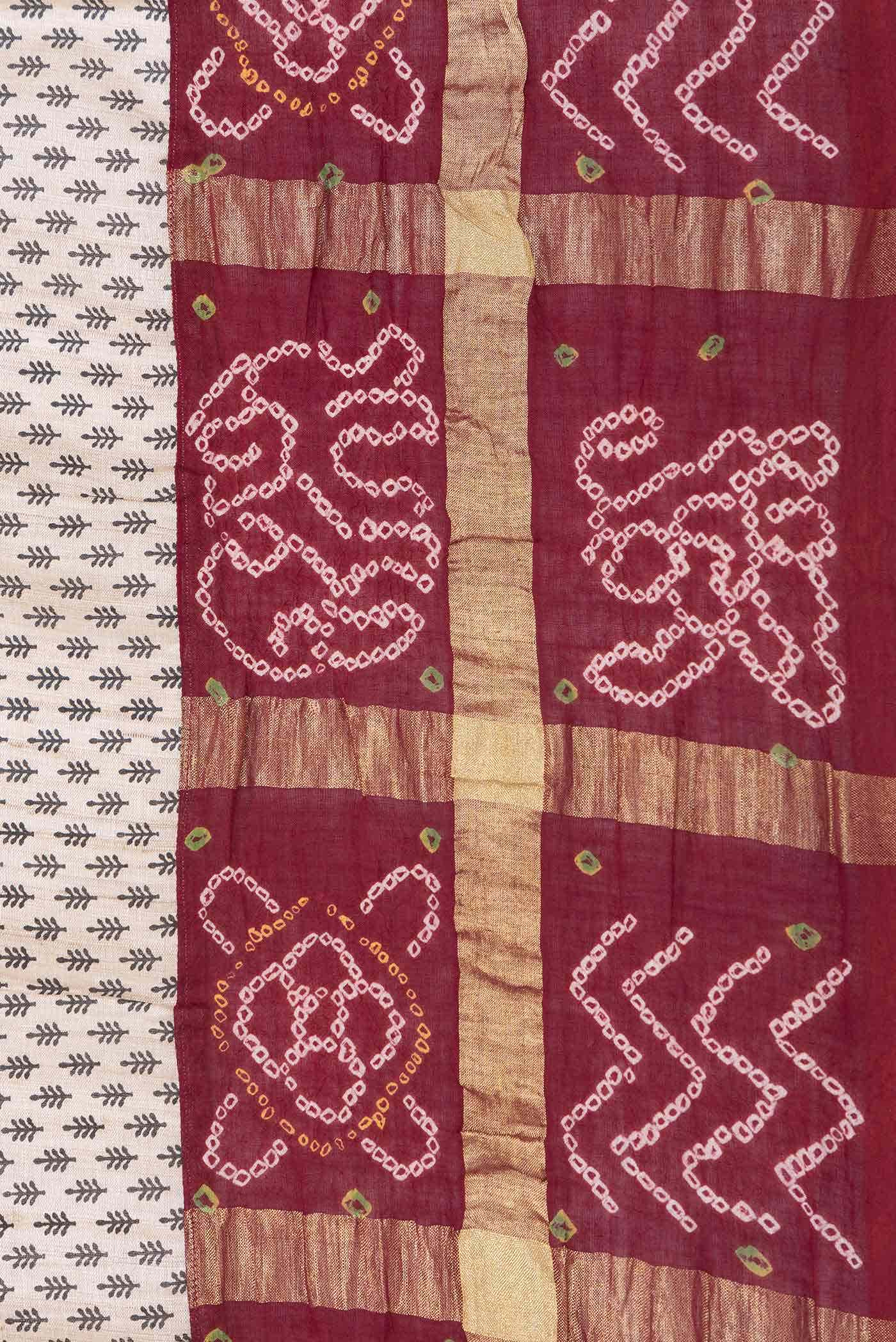 Beige Dual Tone Tussar Saree