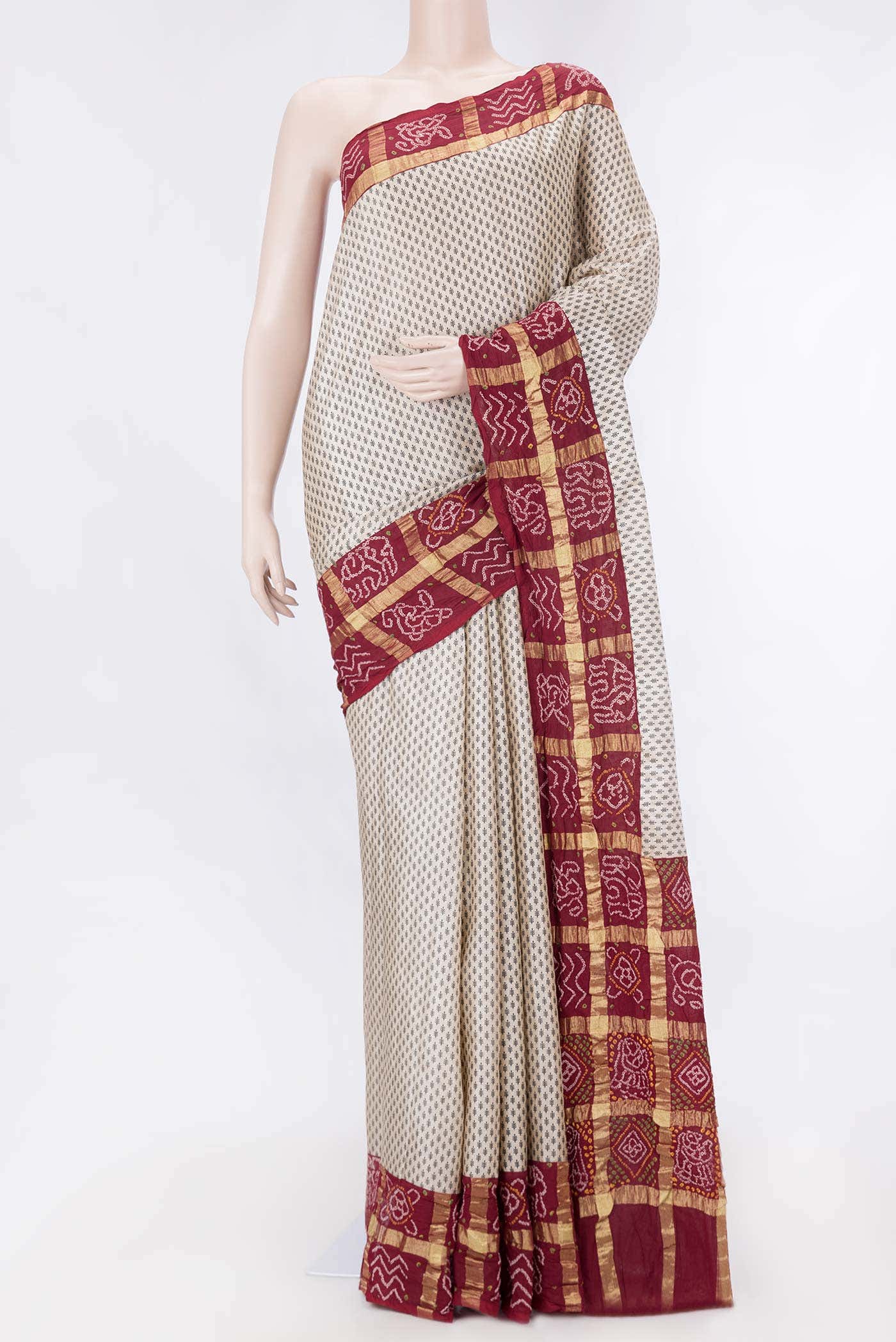 Beige Dual Tone Tussar Saree