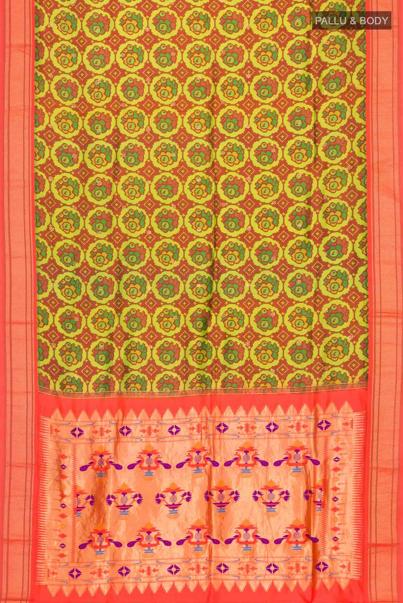 Green Printed Silk Saree
