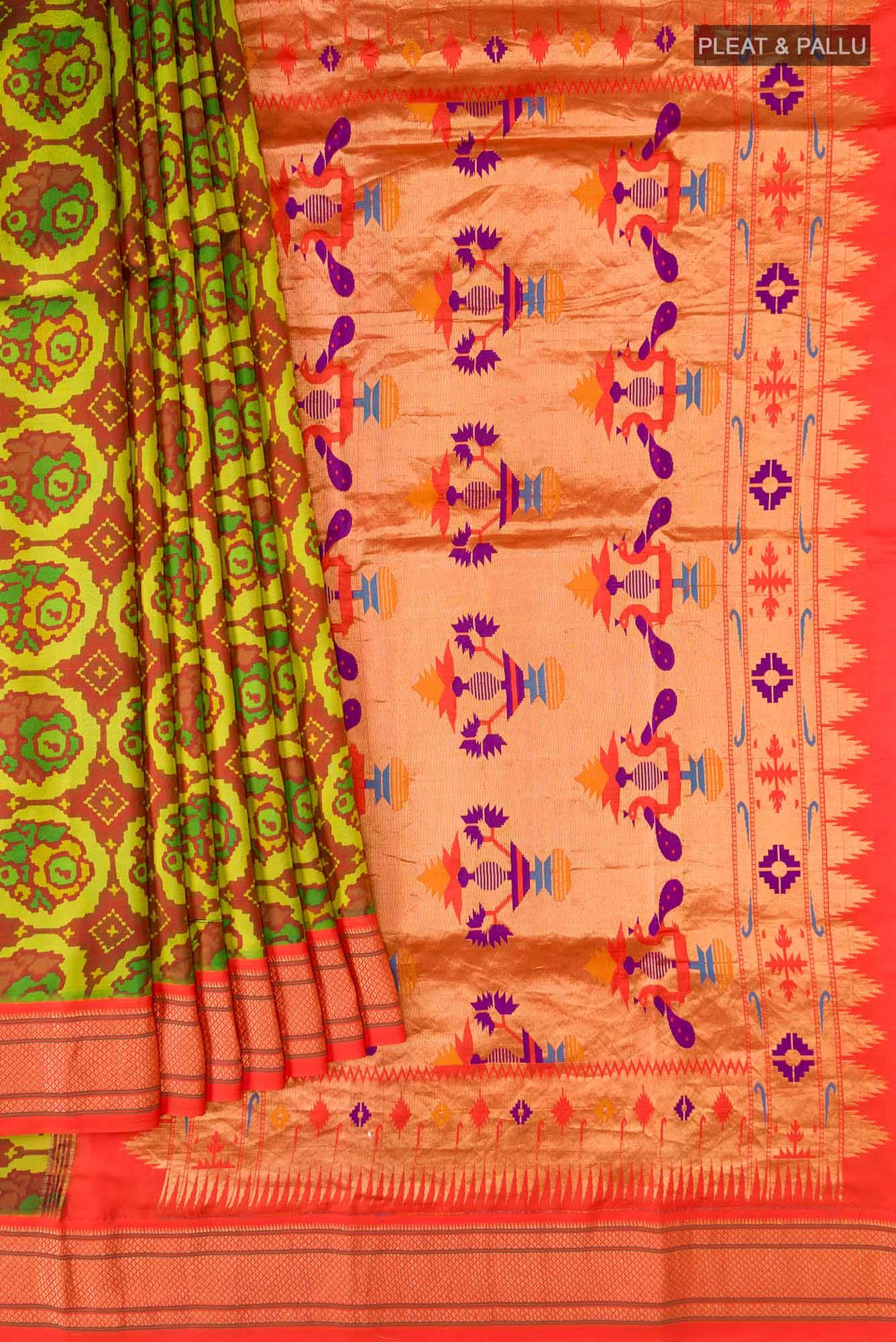 Green Printed Silk Saree