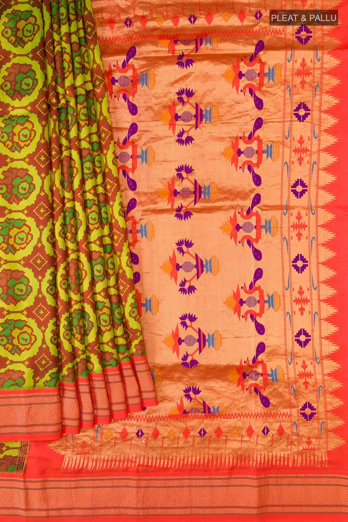 Green Printed Silk Saree