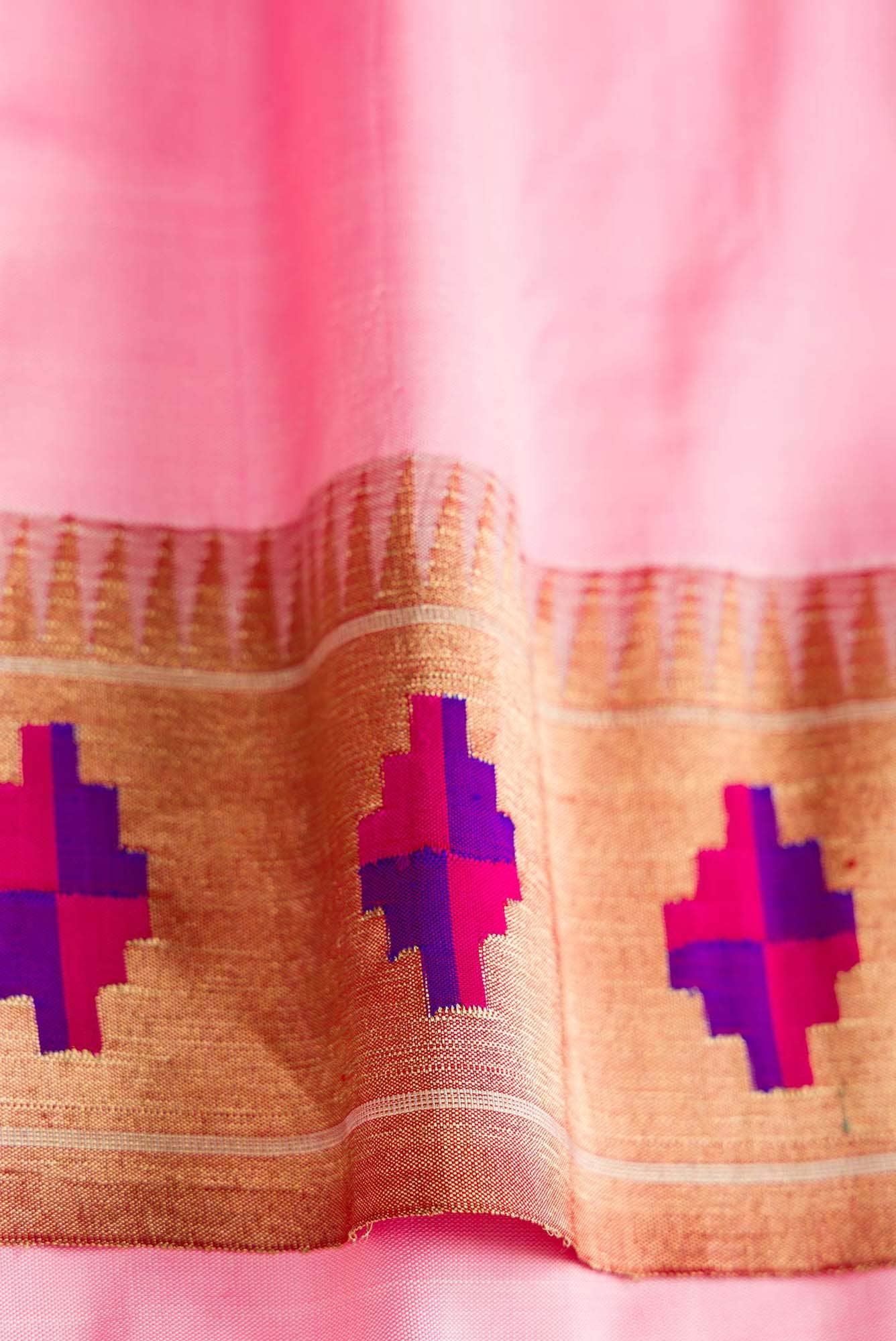 Pure Silk Pure Zari Pink Paithani Saree