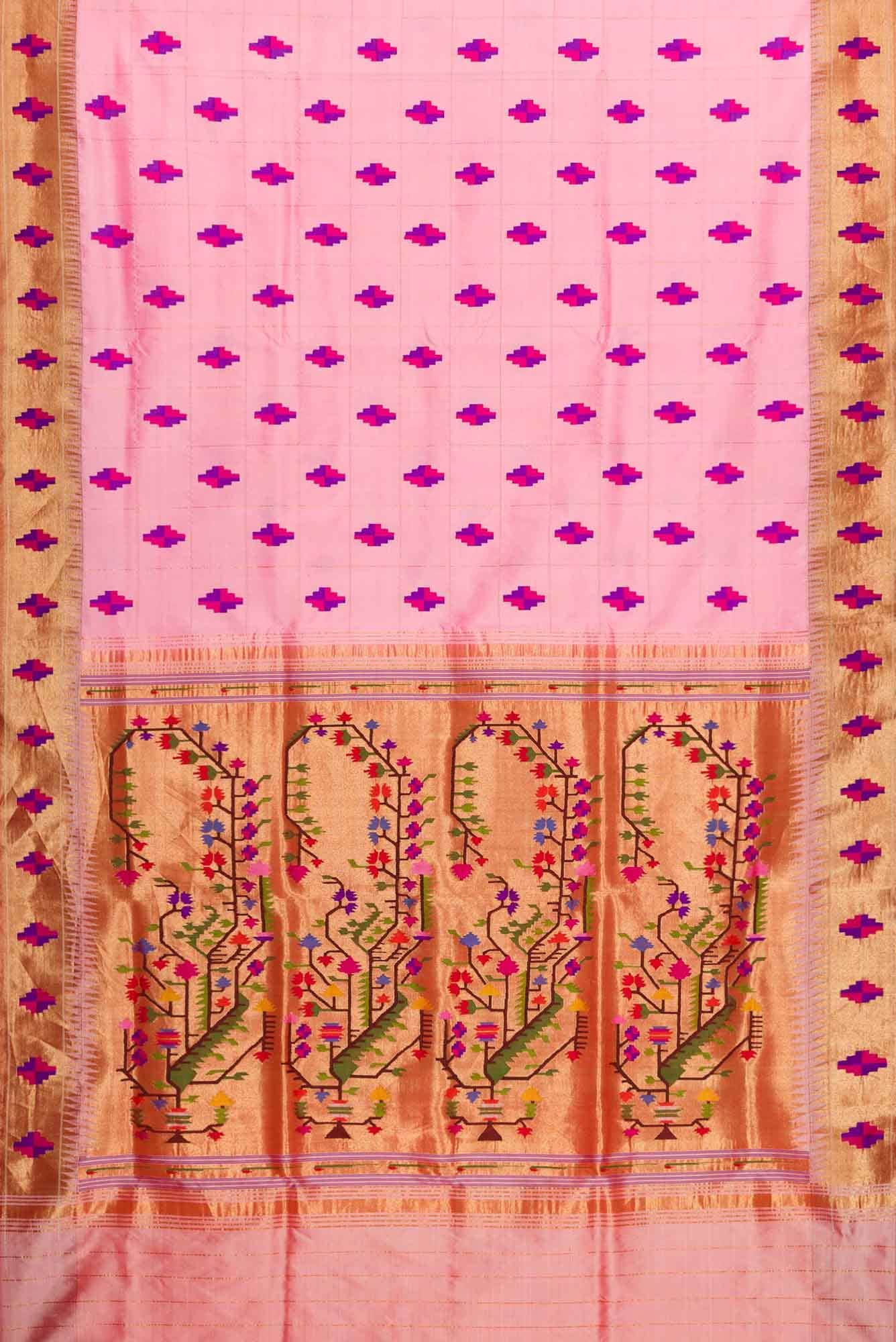 Pure Silk Pure Zari Pink Paithani Saree