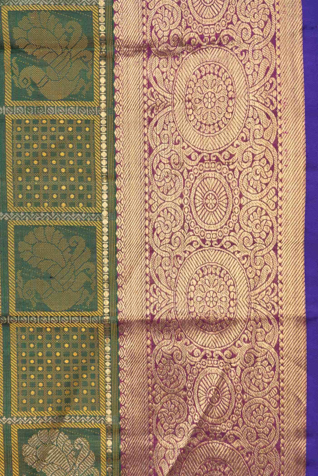 Pure Silk Pure Zari Green Dual Tone Kanchipuram Saree