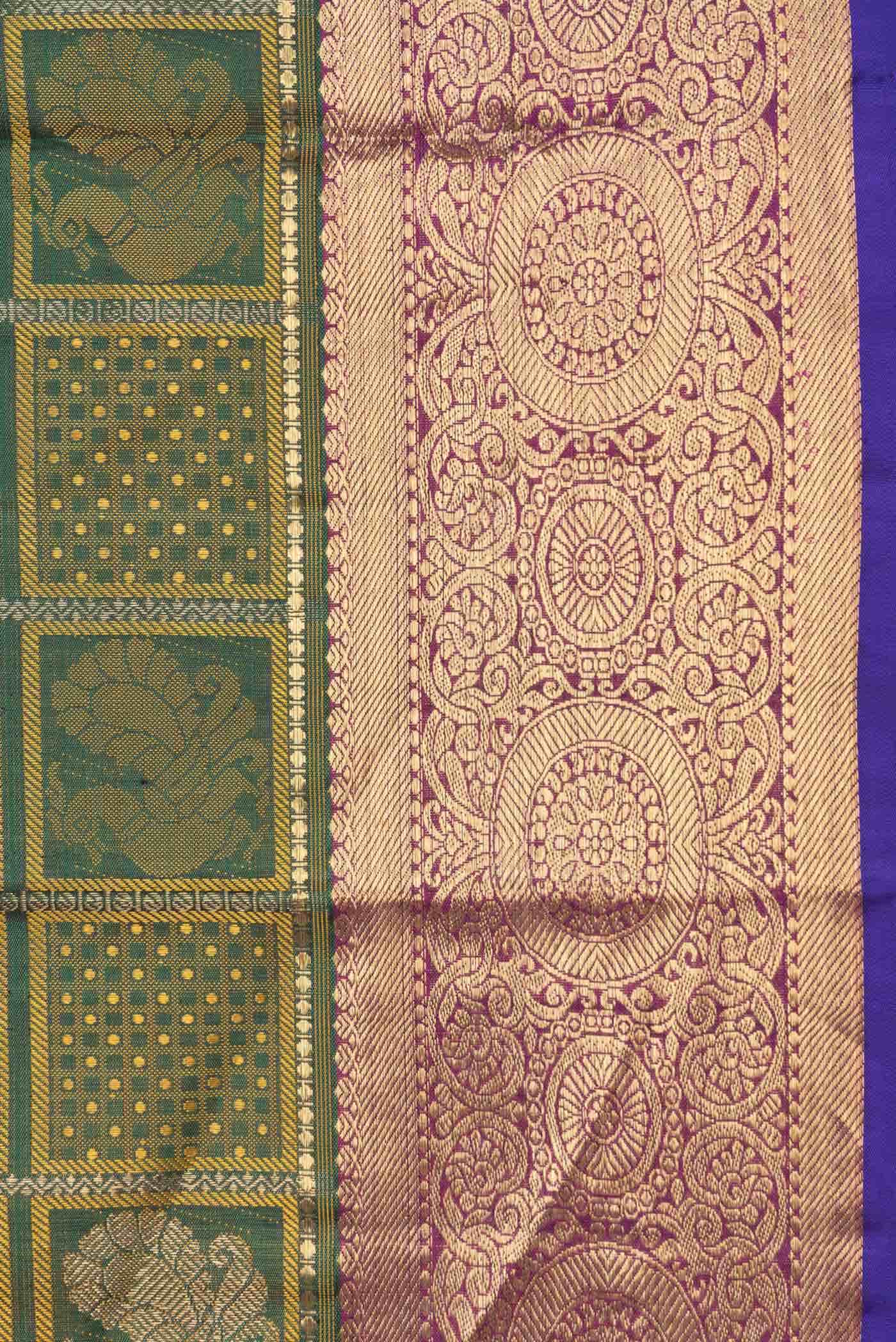 Pure Silk Pure Zari Green Dual Tone Kanchipuram Saree