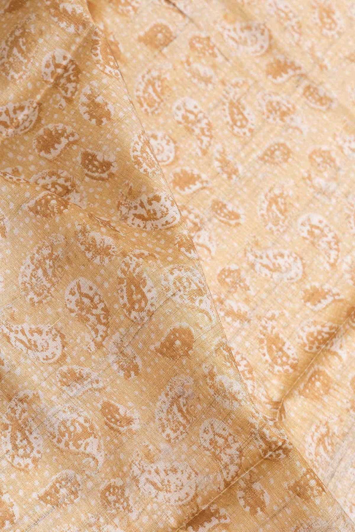 Beige Tussar Silk Saree