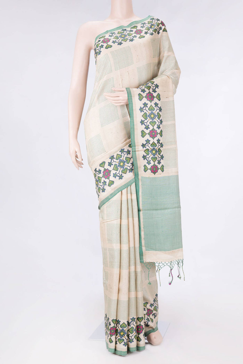 Beige Dual Tone Tussar Silk Saree