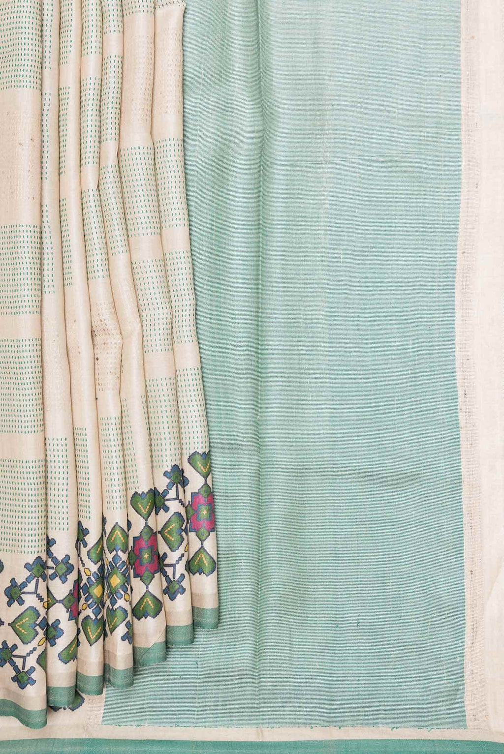 Beige Dual Tone Tussar Silk Saree