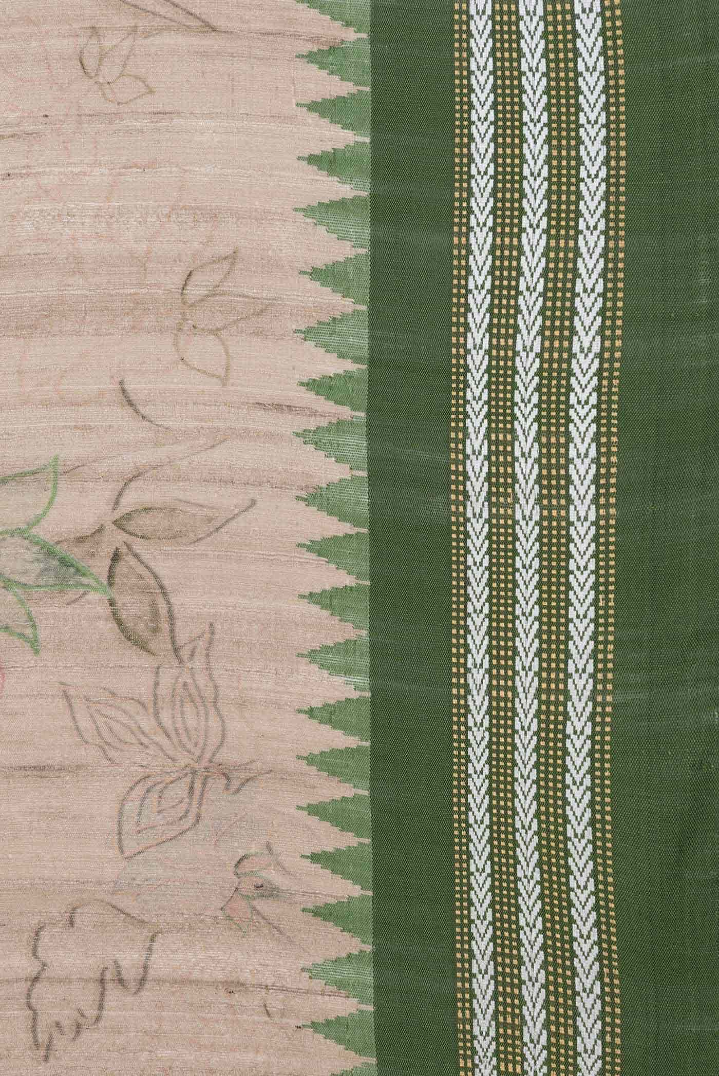 Beige Dual Tone Tussar Silk Saree