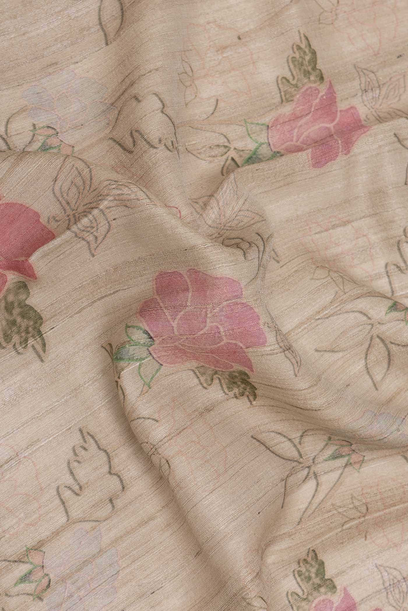 Beige Dual Tone Tussar Silk Saree