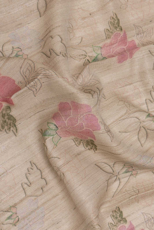 Beige Dual Tone Tussar Silk Saree