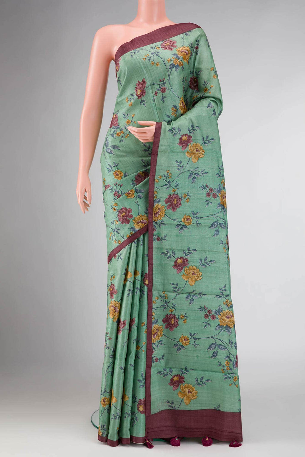 Green Dual Tone Tussar Silk Saree