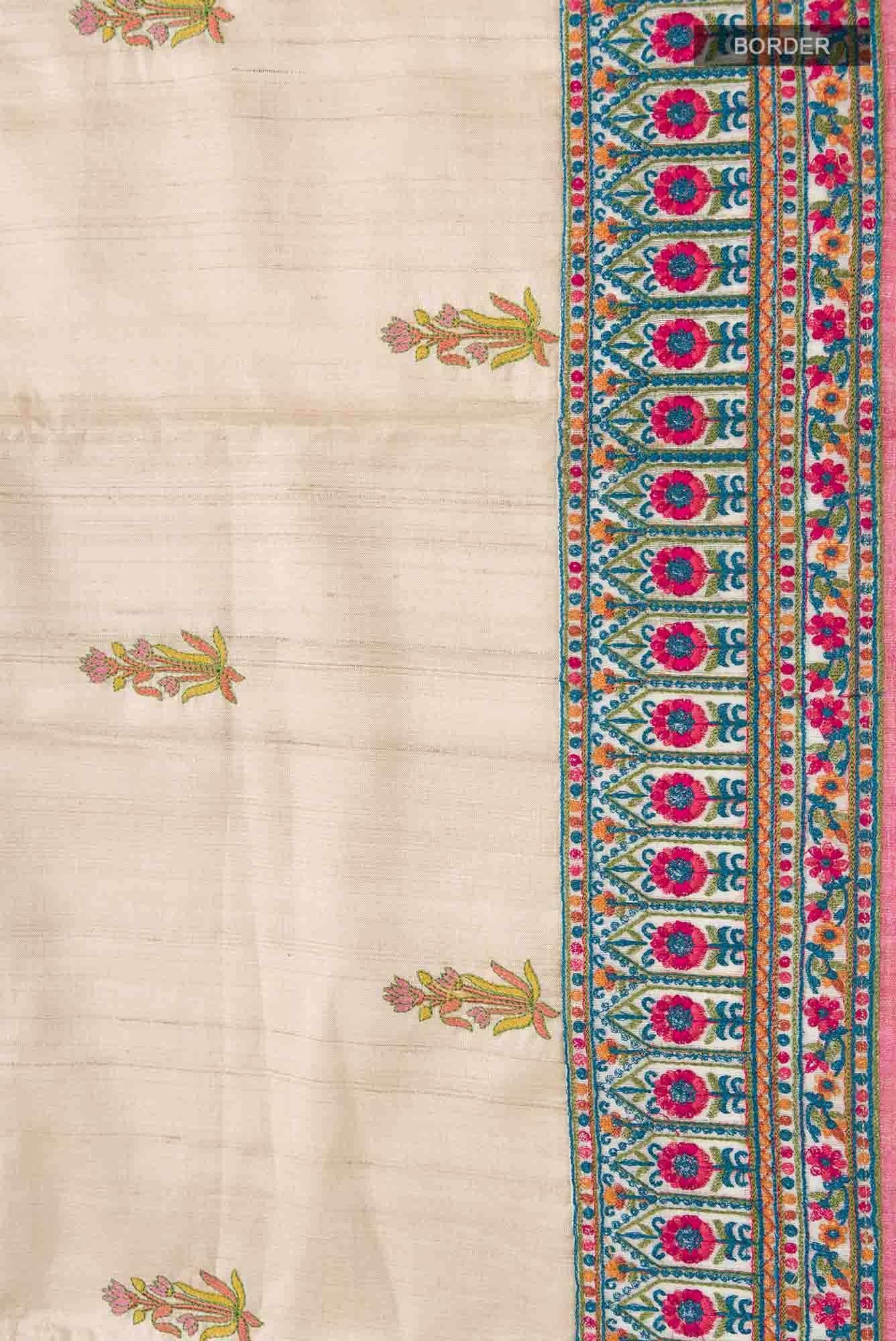 Beige Bhagalpuri Tussar Silk Saree