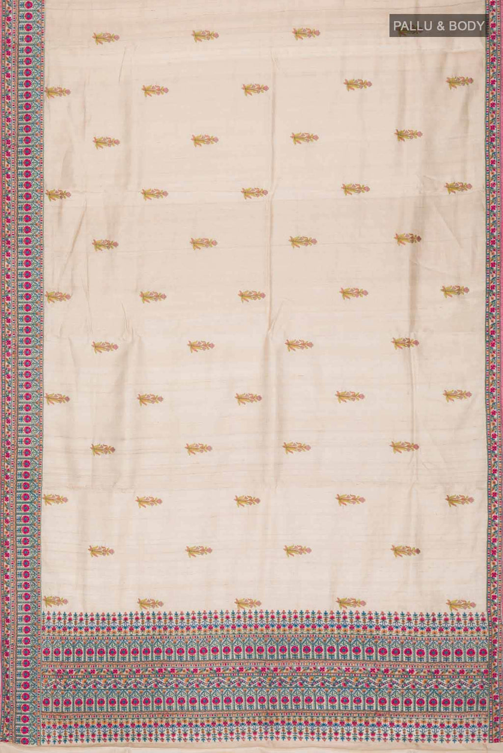 Beige Bhagalpuri Tussar Silk Saree