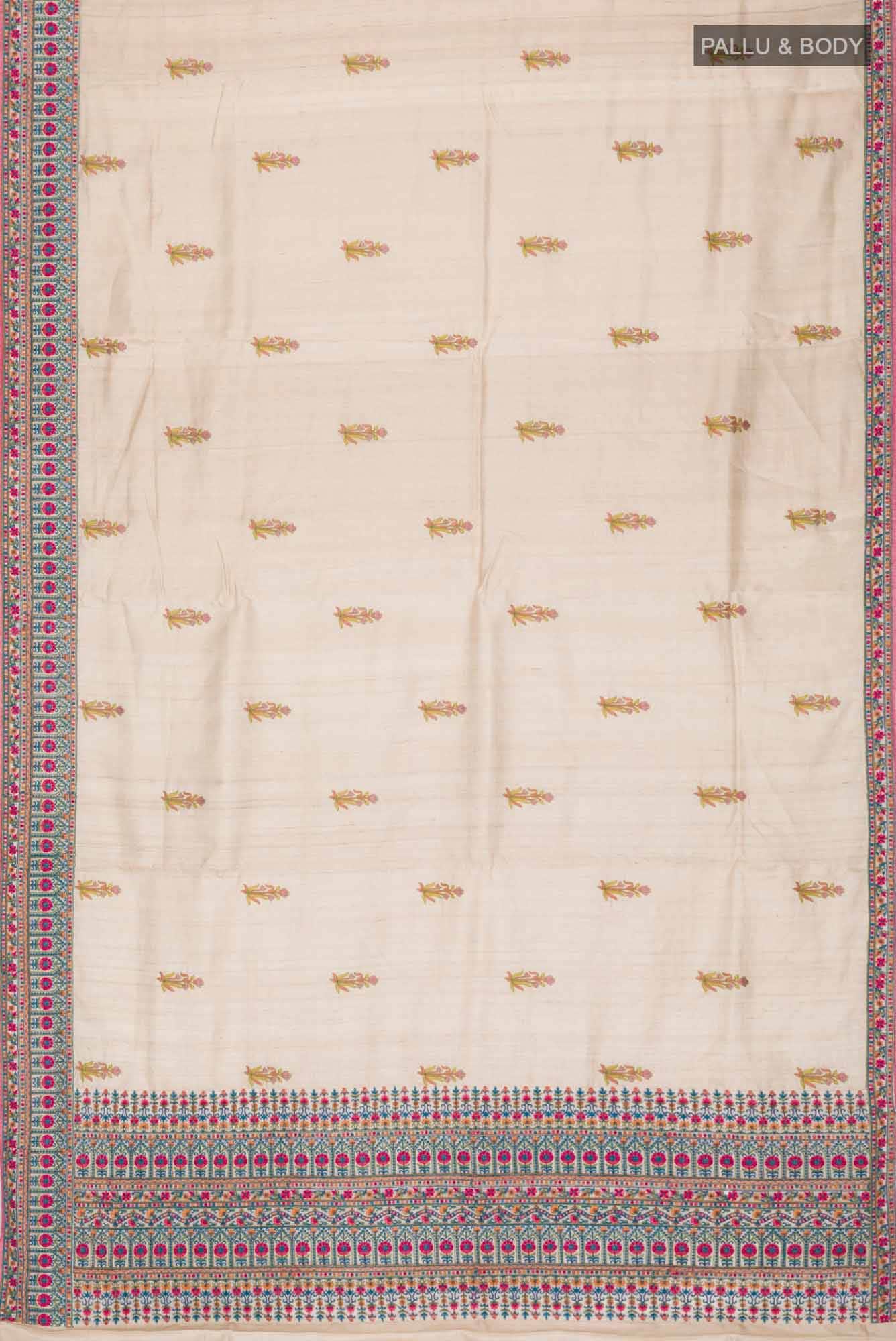 Beige Bhagalpuri Tussar Silk Saree