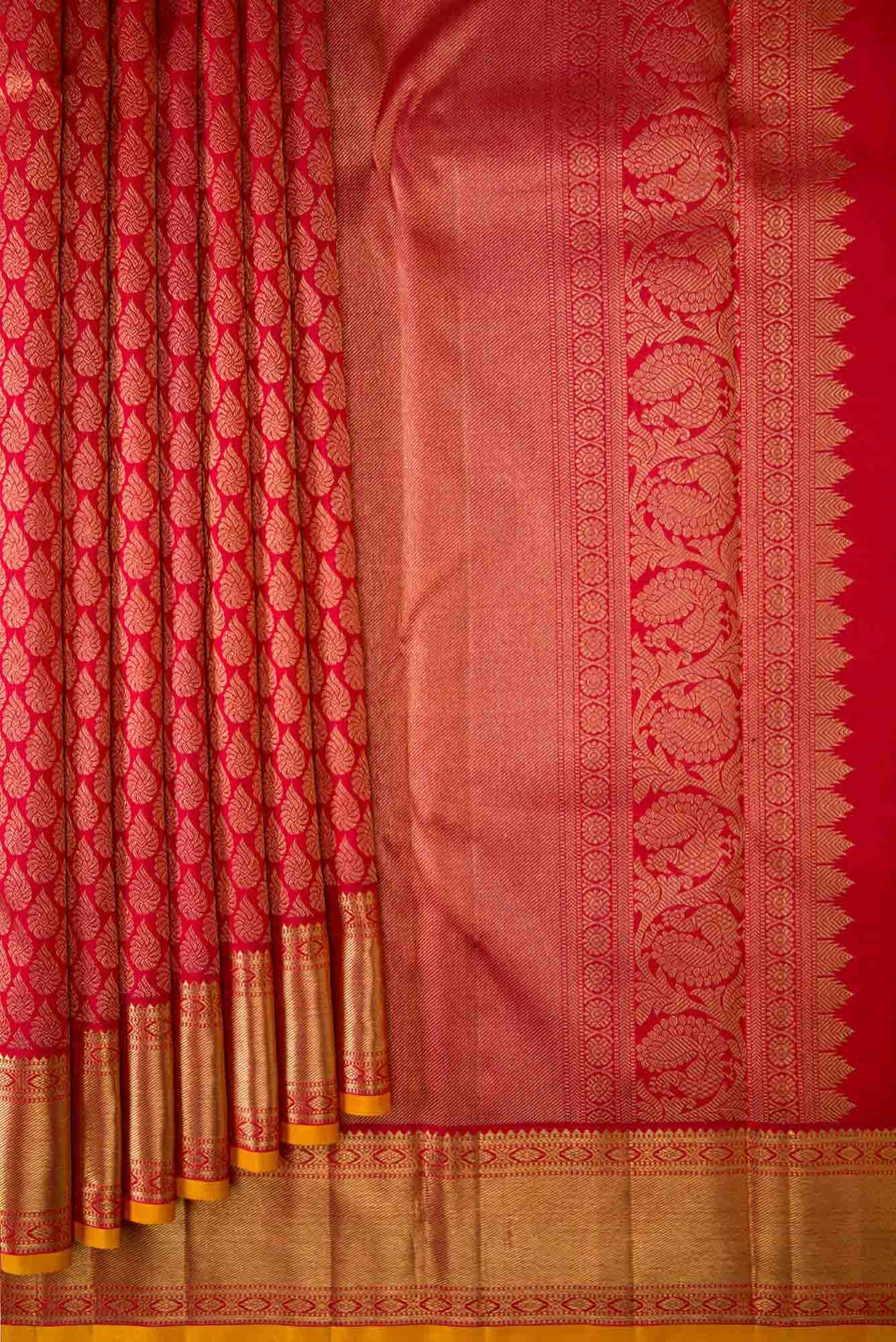 Pure Silk Pure Zari Maroon Dual Tone Kanchipuram Saree