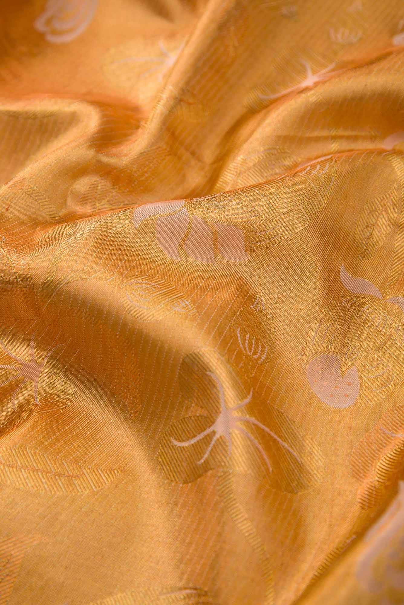 Sandal with Gold Color Kanjivaram Silk Saree
