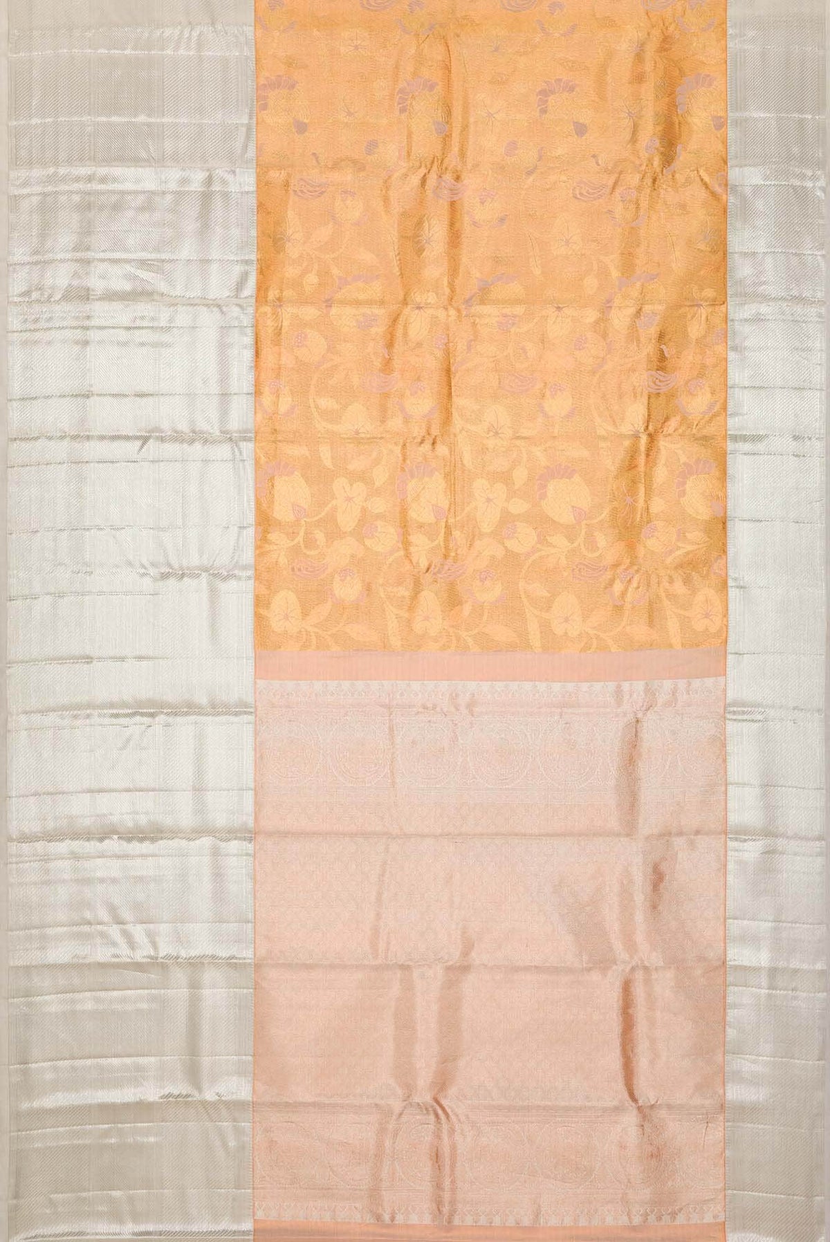 Sandal with Gold Color Kanjivaram Silk Saree