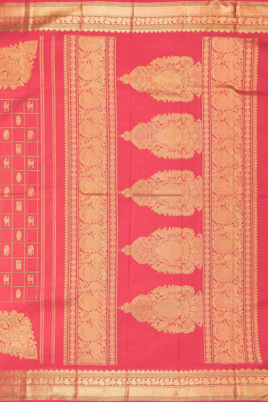Pure Silk Pure Zari Red Dual Tone Kanchipuram Saree