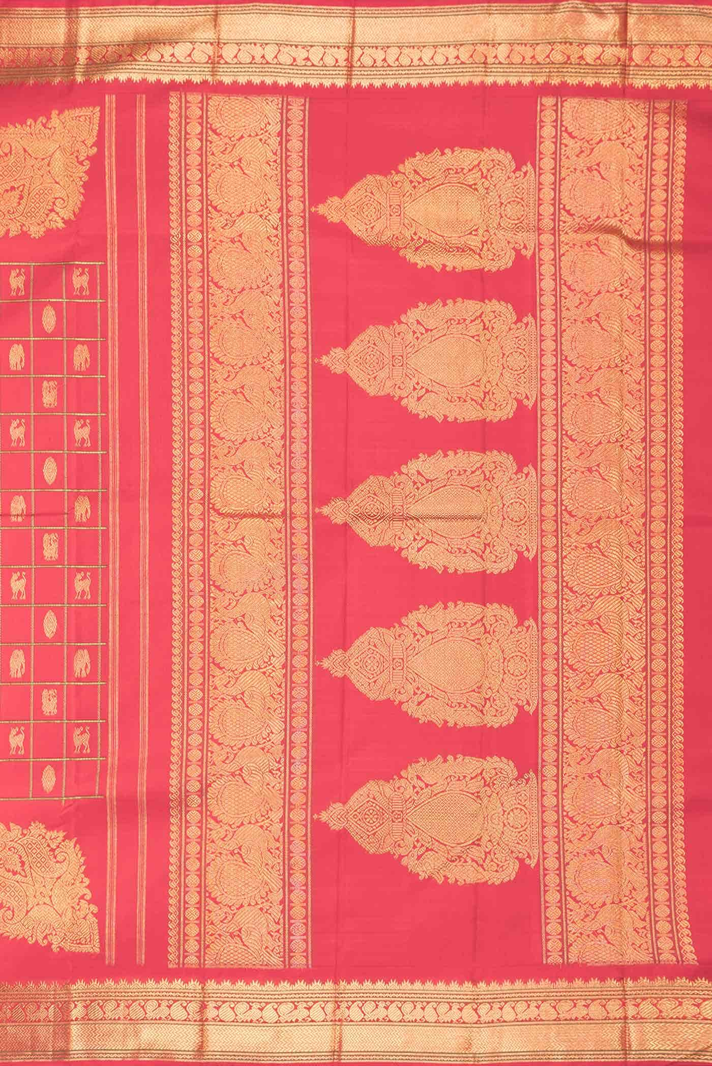 Pure Silk Pure Zari Red Dual Tone Kanchipuram Saree